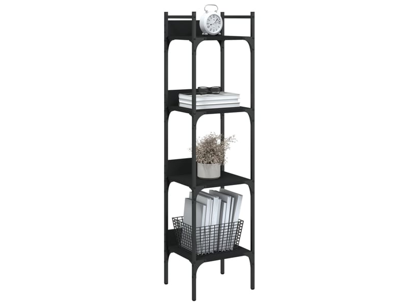 Bibliothèque à 4 niveaux, armoire à livres noir 35x30x138,5 cm bois d'ingénierie  - Conforama D