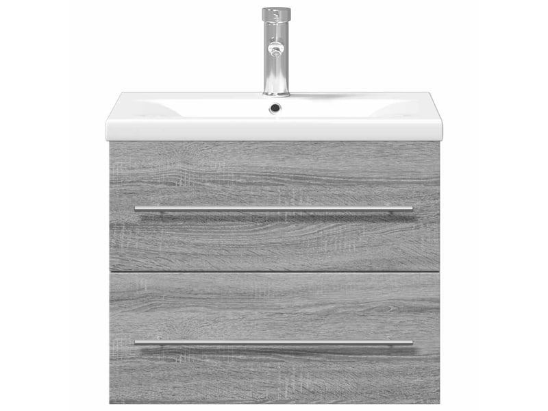 Armoire lavabo de salle de bain avec bassin intégré sonoma gris  - Conforama D