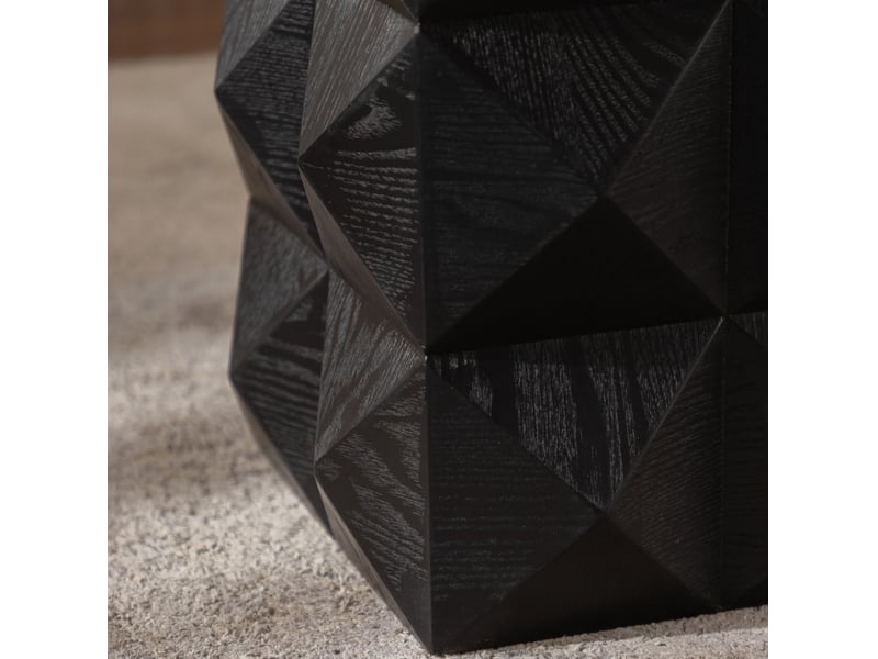  Table de chevet rétro avec plateau 1 niveau, sans montage, pour chambre, en bois massif et mdf, noir, 68,5 × 44 × 43,5 cm  - Conforama E