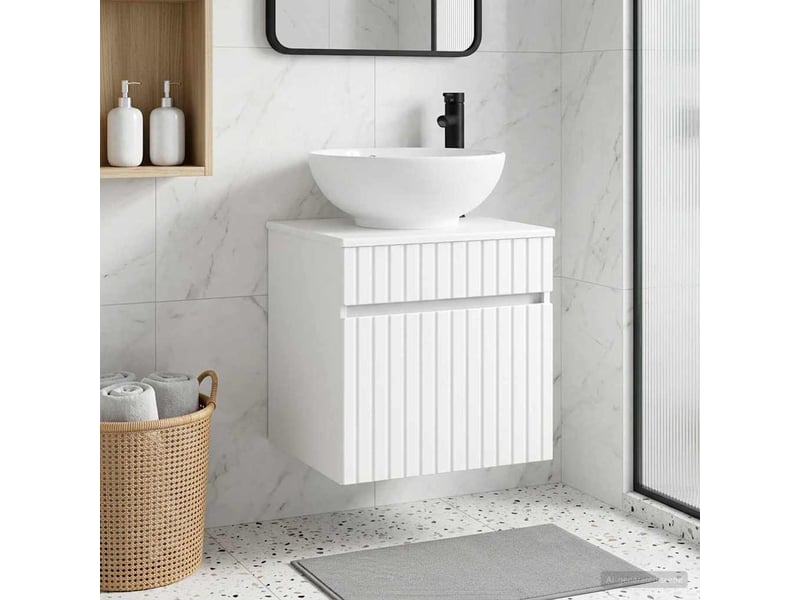  Meuble de lavabo mural, rangement salle de bain blanc 49x44.5x66.5 cm  - Conforama B
