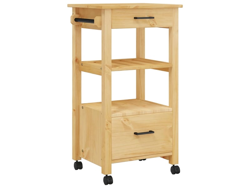 Desserte de cuisine, chariot de rangement monza 48x40x88,5 cm bois massif de pin shl46724 - Conforama A