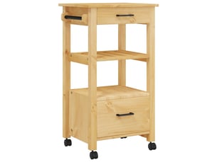 Desserte de cuisine, chariot de rangement monza 48x40x88,5 cm bois massif de pin shl46724
