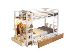 Lit superposé 90x200 cm <strong></strong>  <strong>CozyNest</strong> coloris blanc