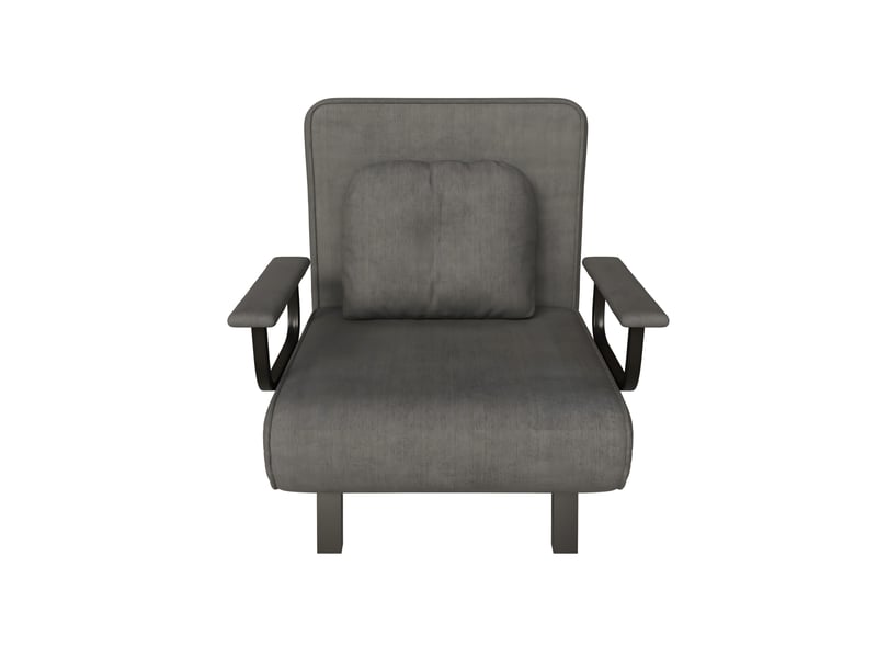  Fauteuil relax convertible - 60x60x80cm - chauffeuse lit 185cm, dossier 5 positions 180°, chenille, métal - gris élégant  - Conforama A