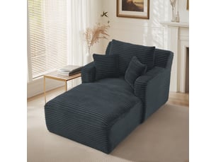Méridienne convertible avec assise rembourrée et confort ergonomique, en velours côtelé gris foncé