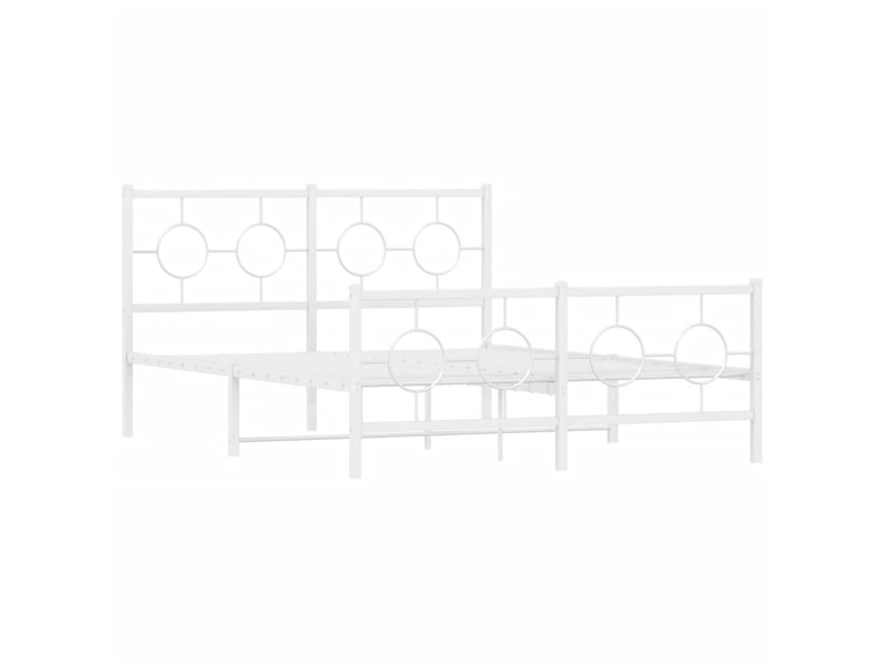 Lit double- lit adulte - cadre de lit métal sans matelas et pied de lit blanc 140x190 cm - Conforama B