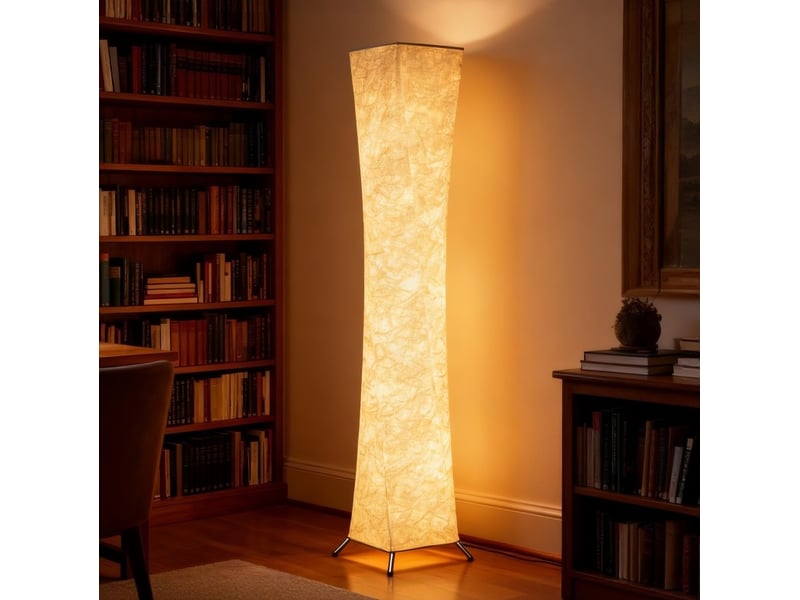  Lampadaire 25 x 25 x 129 cm en acier avec led intégrée et variateur à pied argent et blanc chicfurn  - Conforama C