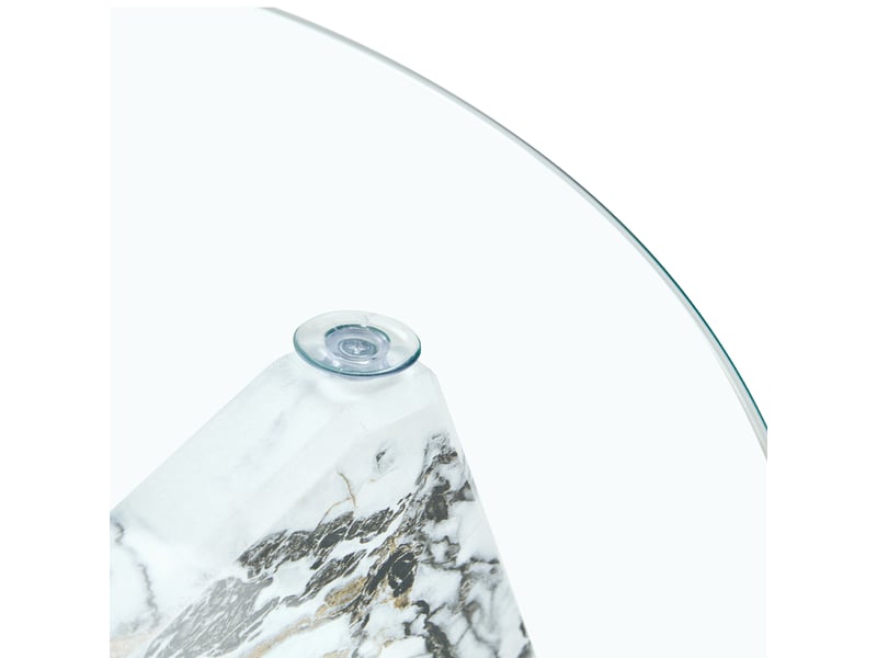  Table basse ronde avec plateau en verre et support croisé pour salon ø79×45 cm transparente et blanche  - Conforama C