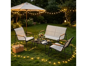 4-teiliges gartenmöbel-set zweisitzer 2 sessel glastisch terrasse balkon outdoor möbel set wetterfest modern
