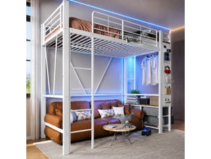 Lit mezzanine 90x200 cm <strong>HAVRYA</strong>  <strong></strong> coloris blanc