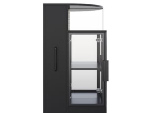 Vitrine en verre 64 x 42 x 112 cm avec meuble latéral coulissant et éclairage led, noir