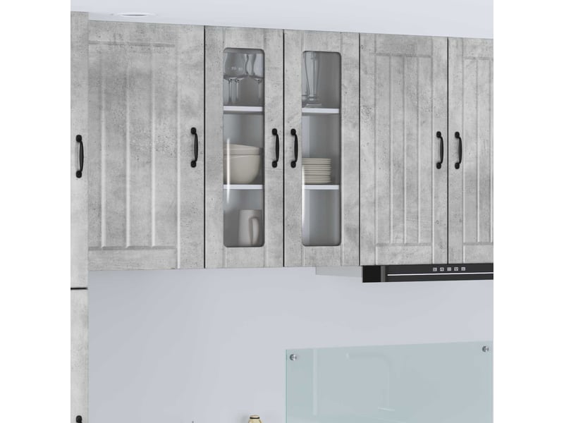  Meuble mural de cuisine, cabinet en verre mural gris béton 60x31x80cm shl8505  - Conforama B