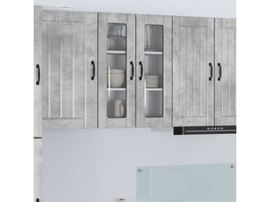 Meuble mural de cuisine, cabinet en verre mural gris béton 60x31x80cm shl8505