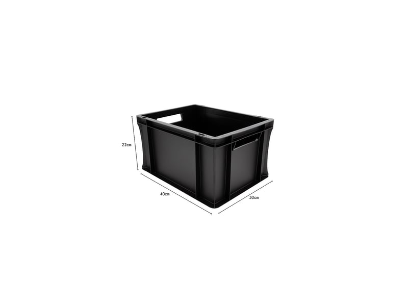 Lot 4 bacs gerbables en plastique noir 40 x 30 x 22 cm 20l 62545L - Conforama C