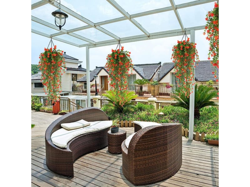  Lot de 3 plantes suspendues d’extérieur – fleurs artificielles résistantes aux uv pour décoration murale, jardin et mariage  - Conforama D
