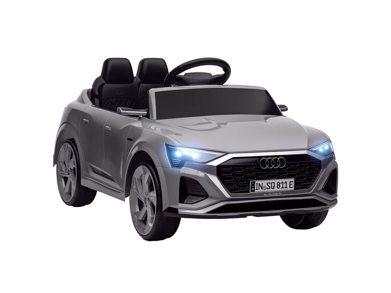  Audi q8 e-tron sportback voiture électrique pour enfants avec batterie 12v, télécommande, phares, klaxon et musique, grise  - Conforama A
