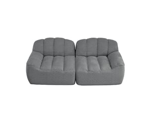 Canapé droit coquille 2 places bouclette gris – 210 x 104 x 79 cm