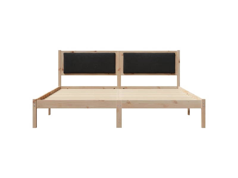  Lit double- lit adulte -  cadre de lit avec tête de lit noir 200 x 200 cm pin massif  - Conforama D