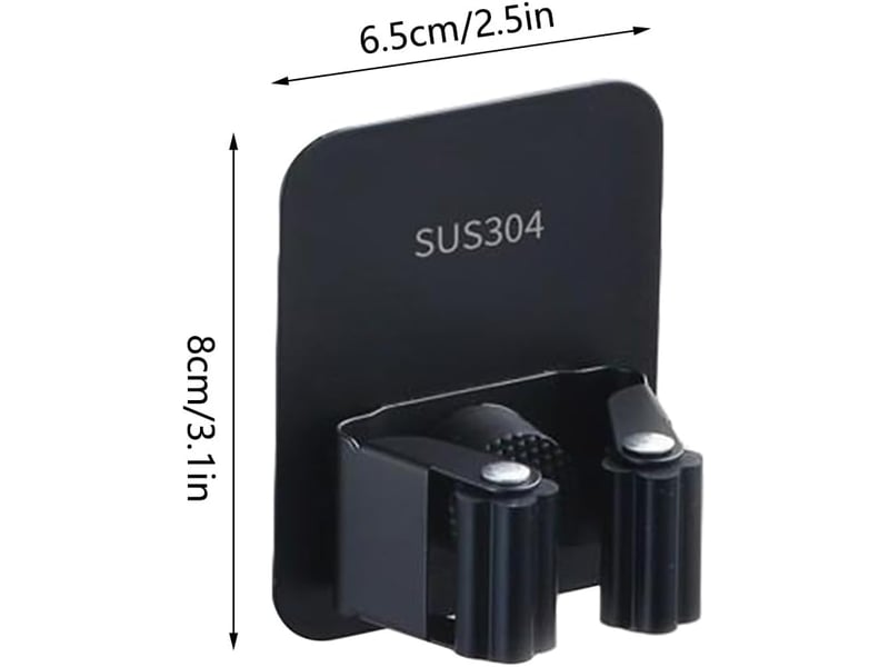  Lot de 2 supports muraux pour balai en acier inoxydable, auto-adhésifs, solution de rangement pour cuisine, garage, jardin et salle de bain (noir CSLJY-LIEN0002541CSLJY - Conforama B