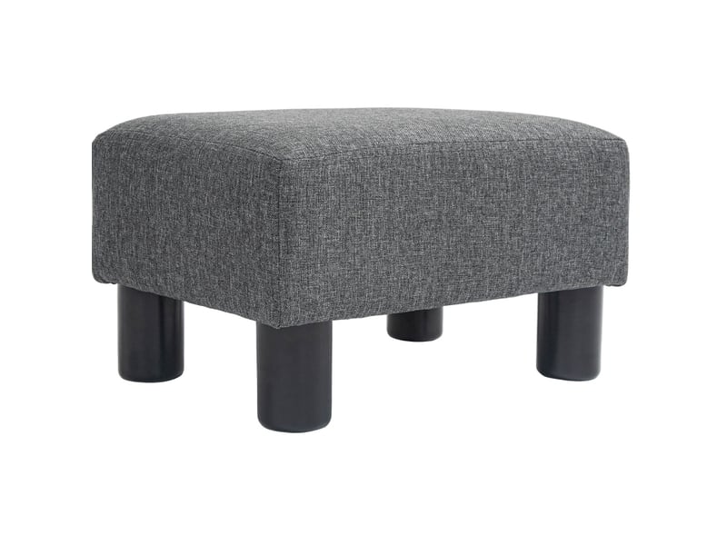  Repose-pied ottomane rectangulaire rembourré avec assise confortable, structure en bois, tissu aspect lin gris foncé 40 × 30 × 24 cm  - Conforama A