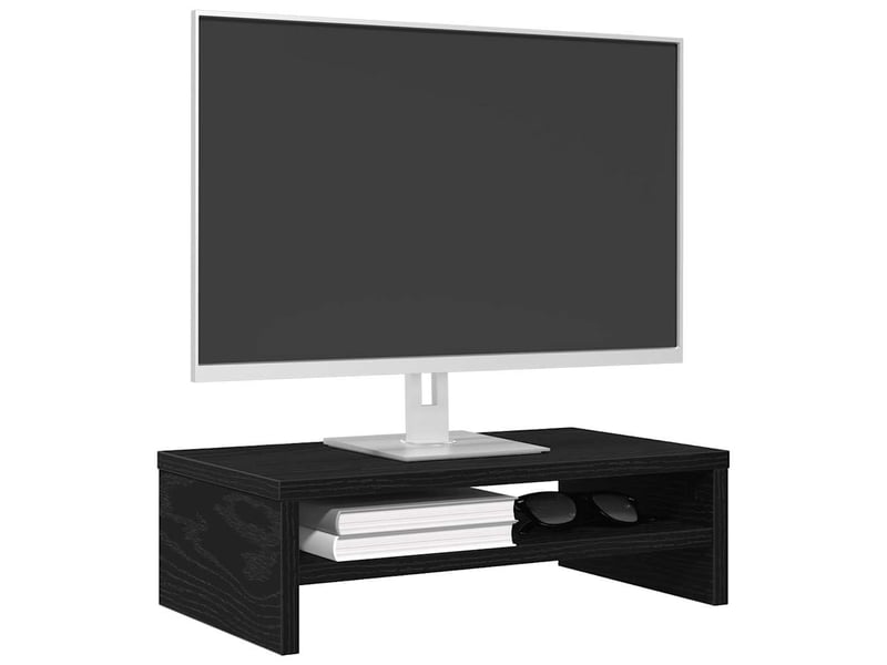  Support de moniteur, écran pc bureau en chêne noir 42x24x13 cm bois composite  - Conforama D