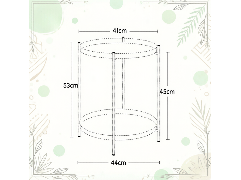  Table d'appoint ronde 44x44x53 cm à 2 plateaux amovibles en métal noir  - Conforama E