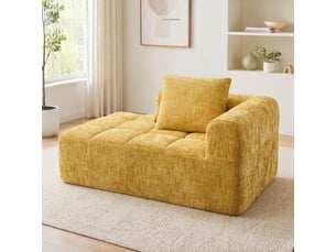 Canapé chaise longue 158x90x60 cm sans montage, poches latérales, chenille, jaune