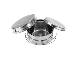 Ensemble de 4 ustensiles de cuisine portables en acier inoxydable pour camping, pique-nique, extérieur, casseroles, poêles, assiettes, vaisselle