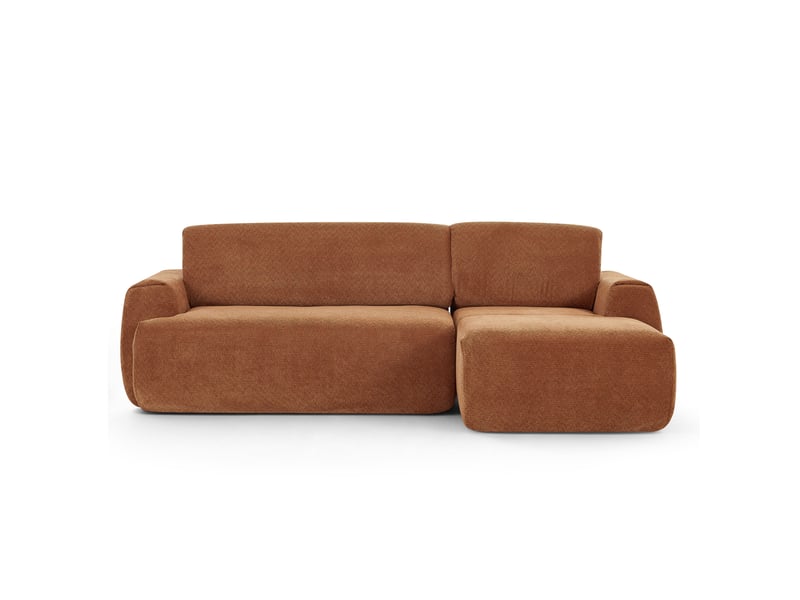 Canapé d'angle droit compressé westa 4 places tissu chenille terracotta - Conforama A
