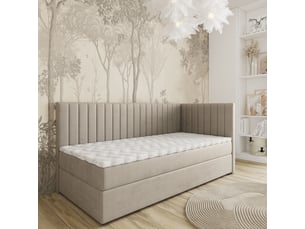 Lit avec rangement 90x200 cm <strong>MASSENO</strong>  <strong></strong> coloris beige