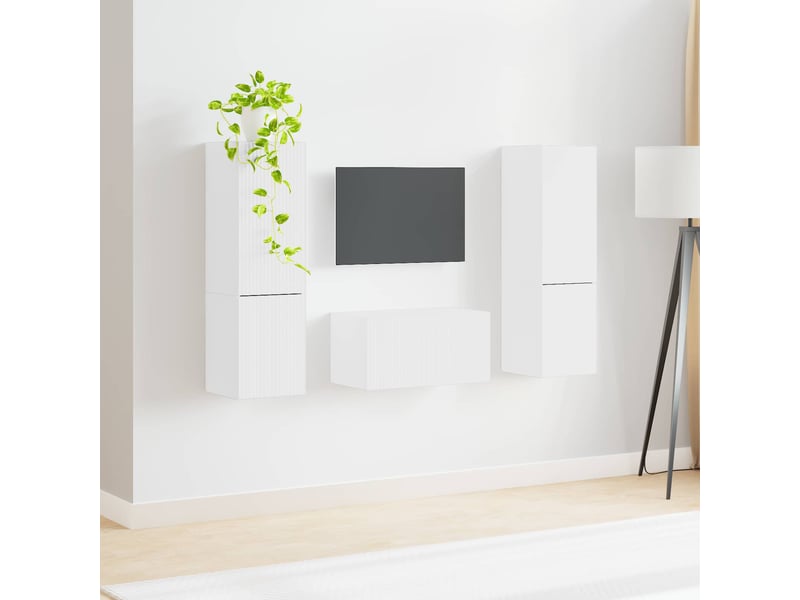  Ensemble meuble tv - banc tv - meuble de rangement 5 pcs blanc bois d'ingénierie  - Conforama D