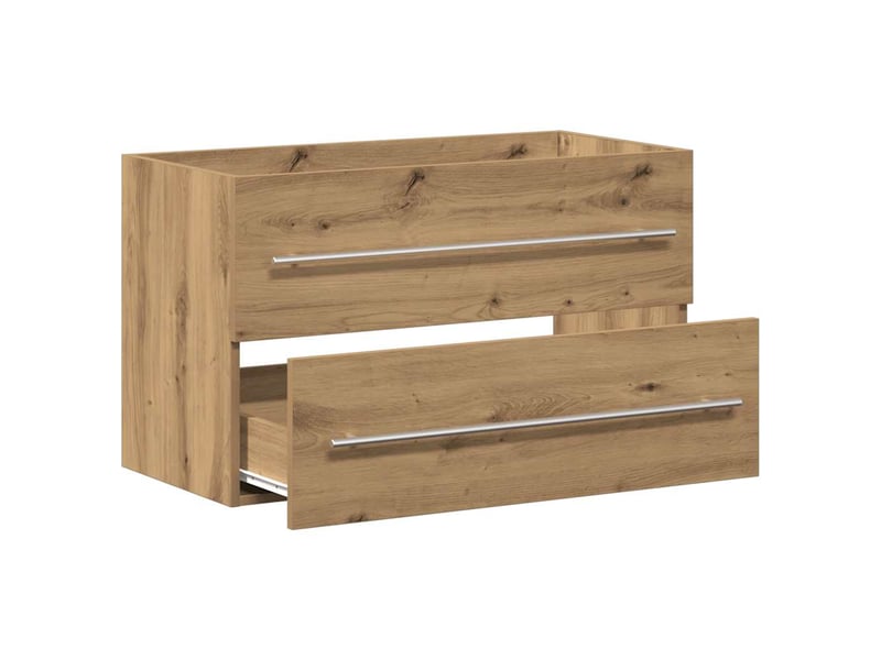  Meuble sous-vasque salle de bain en chêne massif 80x38.5x48cm bois d'ingénierie  - Conforama E