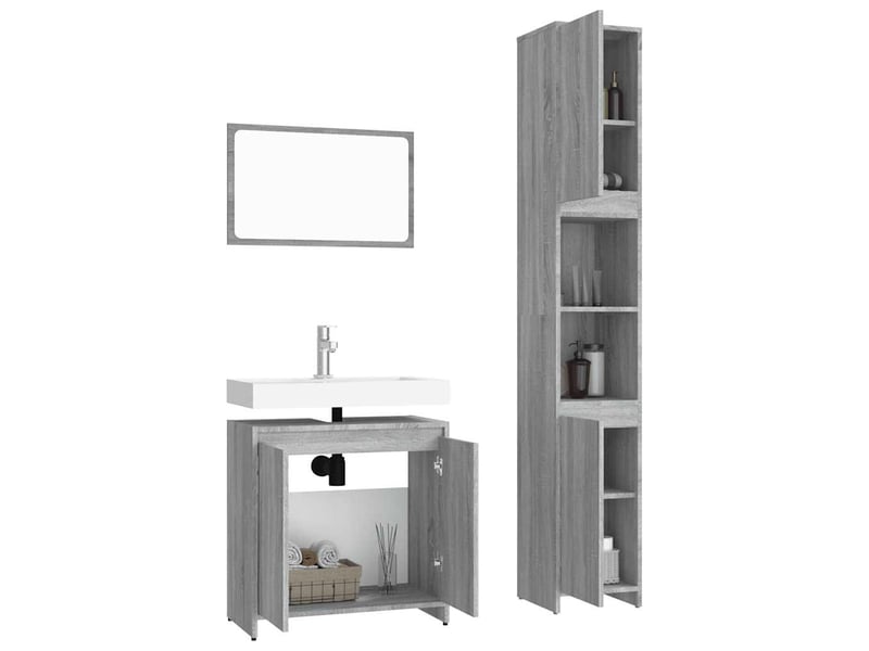  Ensemble de meubles de salle de bain 3 pcs sonoma gris cf63808  - Conforama D