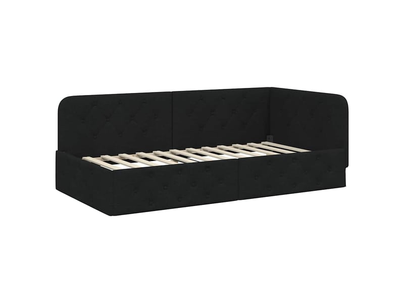  Lit simple- lit adulte -  cadre de lit d'angle noir 90 x 200 cm tissu  - Conforama A