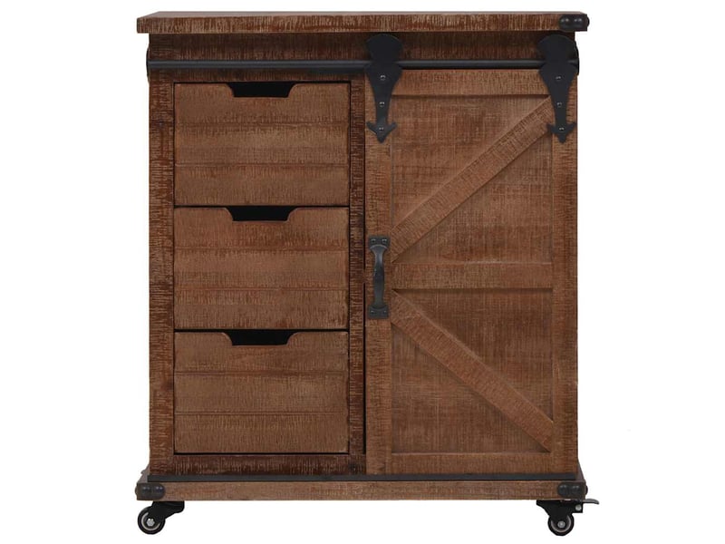  Armoire de rangement, rangement bureau bois de sapin massif 64x33,5x75 cm marron  - Conforama A