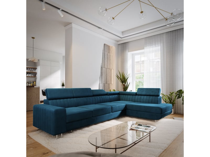 Canapé d'angle hestion, velours bleu - Conforama B