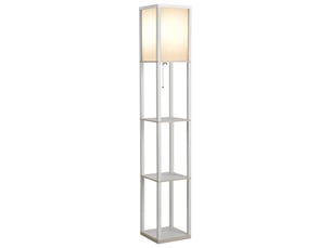 Lampadaire étagère 26l x 26l x 160h cm blanc 3 étagères 4 niveaux mdf