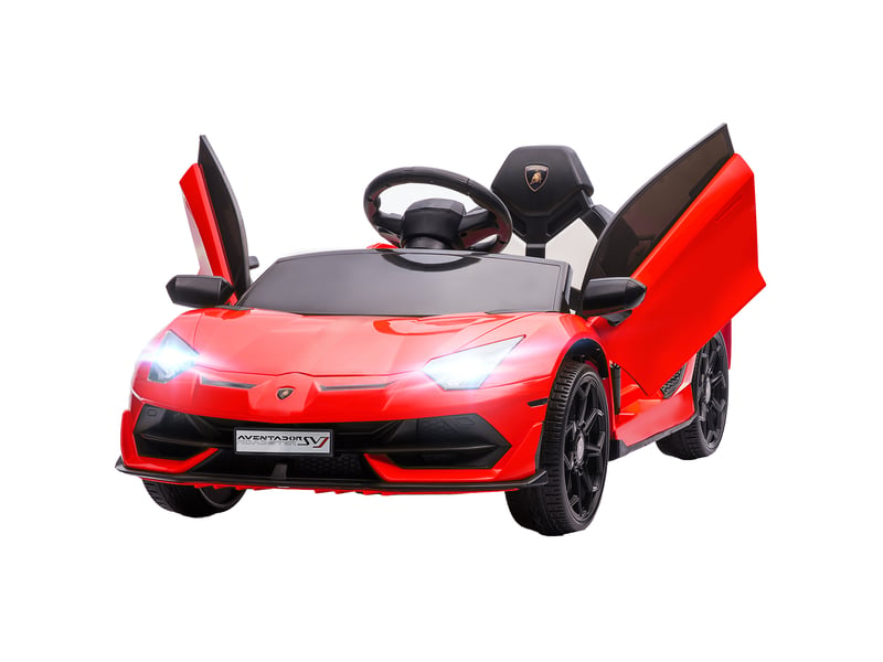  Voiture électrique pour enfants, lamborghini aventador sous licence, portes papillon, musique, klaxon, pour les 3-5 ans, rouge  - Conforama B