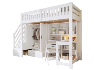 Lit mezzanine 90x200 cm <strong>MODENUIT </strong>  <strong></strong> coloris blanc