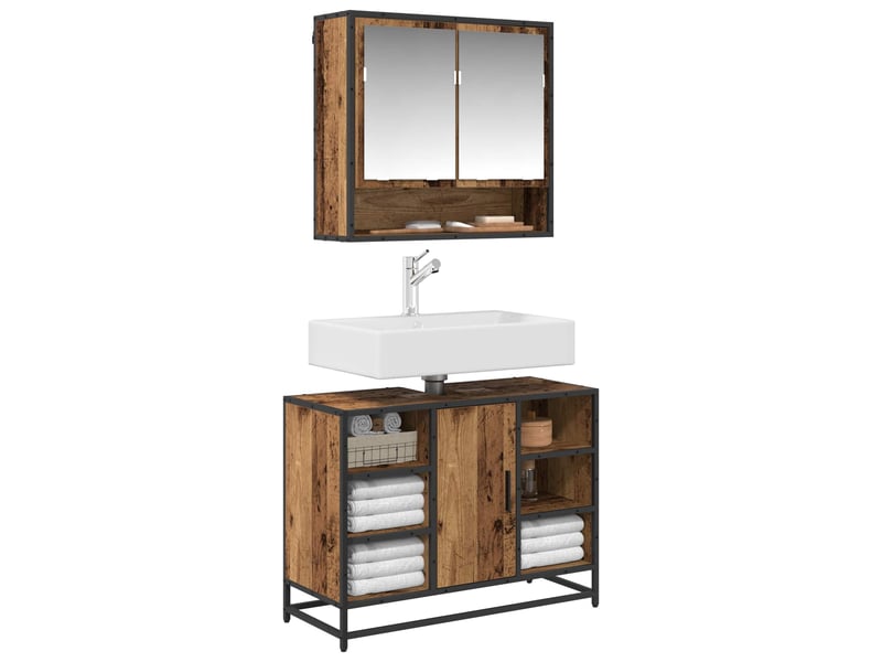 Ensemble de mobilier de salle de bain 2 pièces bois ancien cf64211 - Conforama C