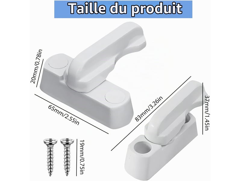  Serrures de sécurité pour fenêtres et portes en pvc, pack de 4  - Conforama B