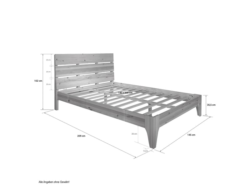  Lit adulte 2 personnes en bois avec sommier à lattes 140 x 200 cm lit06167  - Conforama C