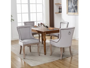 Chaise salle manger velours capitonnée cadre bois massif gris chic courbé élégant homvra