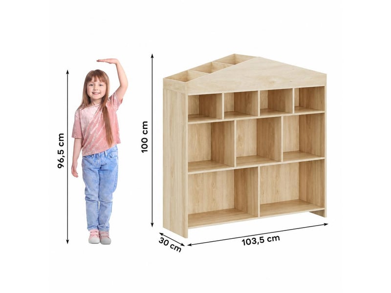 Bibliothèque enfant en bois, étagère de rangement livres & jouets, 100 x 30 x 103 cm, couleur bois - Conforama C