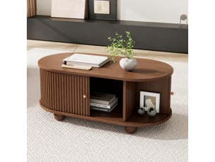 Table basse ovale coloris bois foncé <strong></strong> <strong></strong> - 50 cmx100 cm