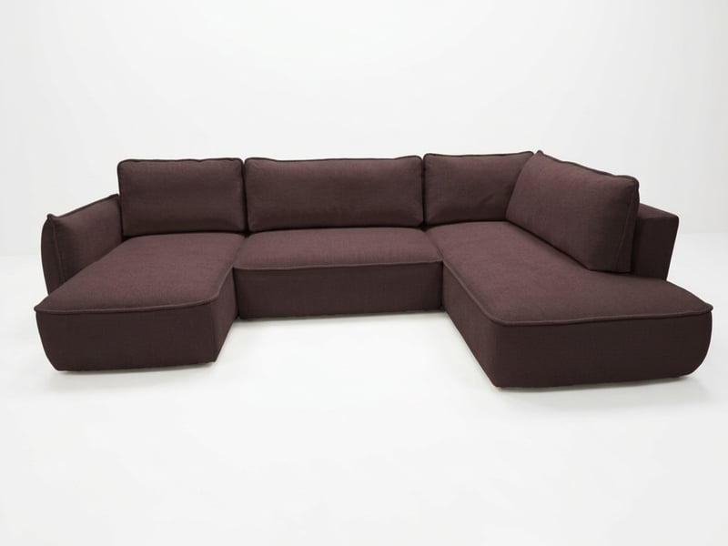 Bobochic canapé d'angle panoramique convertible esmee tissu chenille violet angle gauche ESMEE - Conforama A