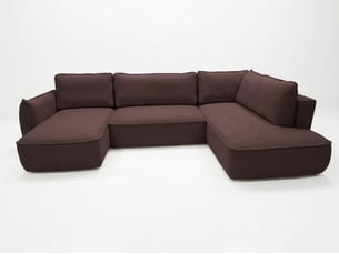 Canapé d'angle gauche convertible <strong>BOBOCHIC</strong> <strong>ESMEE</strong> 5 places Tissu violet avec coffre de rangement