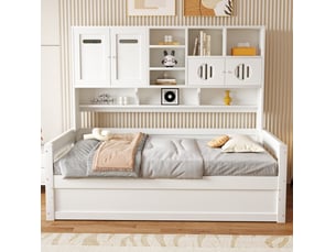 Lit coffre 90x200 cm VIVRYN coloris blanc