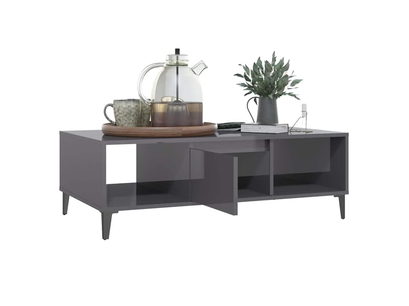  Table basse rectangulaire | table de salon gris brillant 103,5x60x35 cm bois d'ingénierie shl7986  - Conforama D