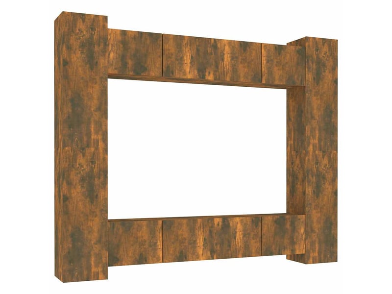  Ensemble de meubles tv - banc tv - meuble de rangement 8 pcs chêne fumé bois d'ingénierie  - Conforama A